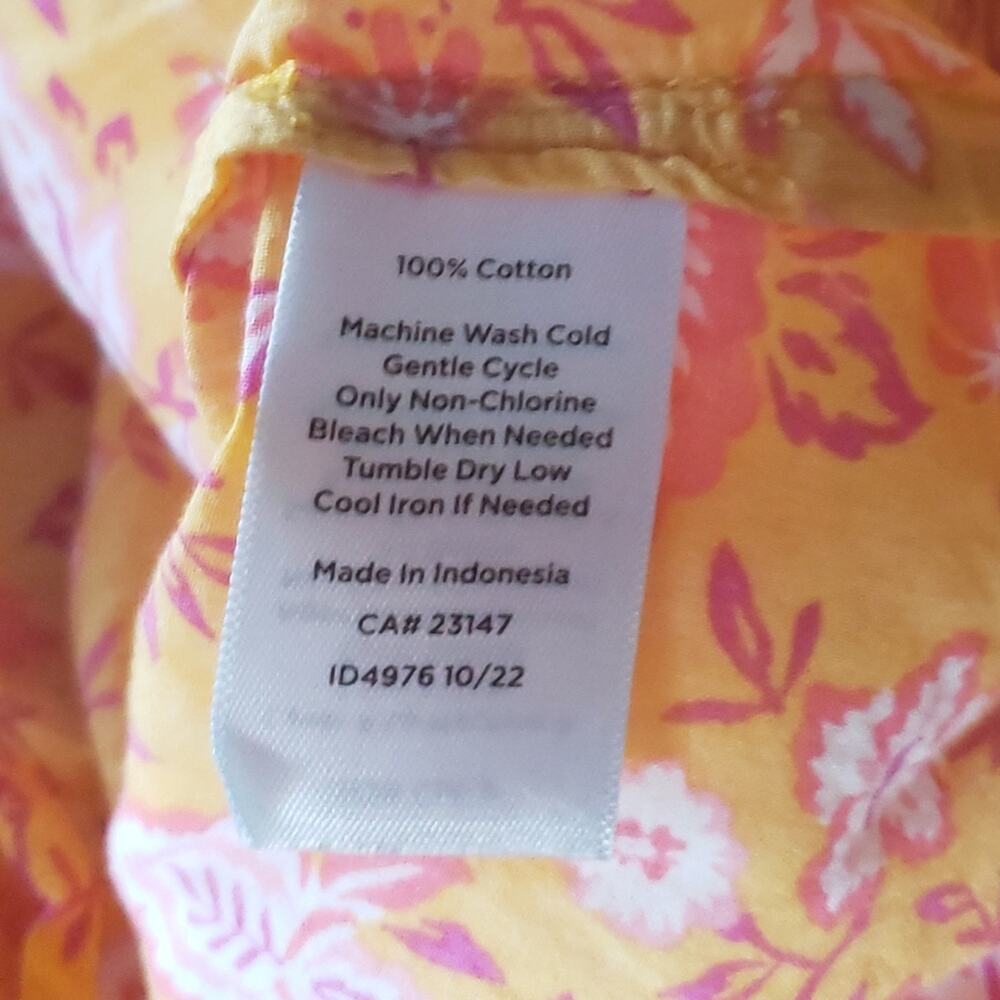Talbots Floral Yellow Women's button‎ up, long sleeve shirt Size XL - Picture 6 of 6